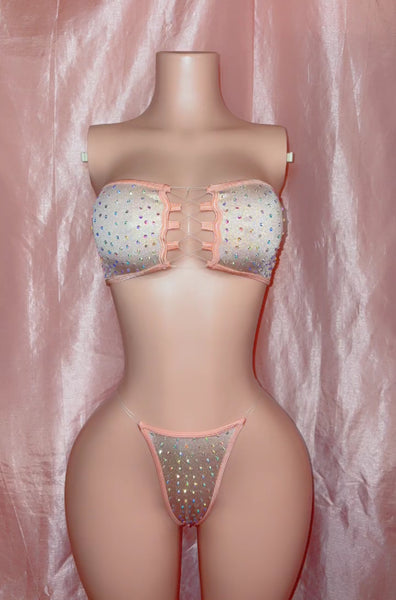 Metallic Rose Gold Tube Top Two Piece