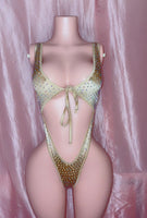 Beige Front Tie One Piece