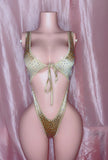 Beige Front Tie One Piece