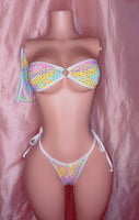 Multi Colored Flower Double Tie Set