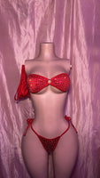 Red Bandeau Double Tie Set