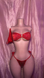 Red Bandeau Double Tie Set