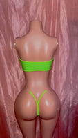 Lime Green “Wet Look” Tube Top Two Piece