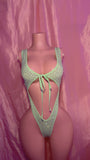 Pistachio Front Tie One Piece