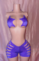 Purple Star Cut Shorts Set