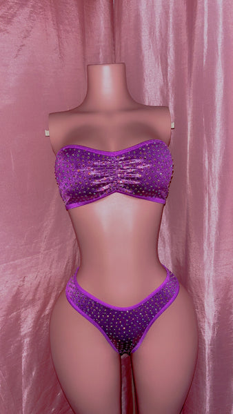 Purple Glitter Bandeau Top Set