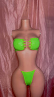 Lime Green “Wet Look” Tube Top Two Piece