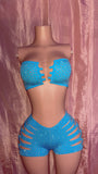 Turquoise Tube Top Cut Shorts