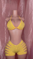 Yellow Cut Shorts Set