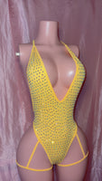 Yellow Leg Wrap Bodysuit
