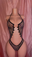 Cheetah Print Double Tie One Piece