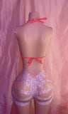Pink Dior Cut Shorts Set