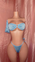 Icy Blue Bandeau Side Tie Set