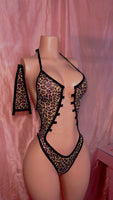 Cheetah Print Double Tie One Piece