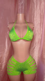 Electric Green Cut Shorts Set