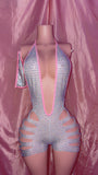 Pink/Silver One Piece Cut Shorts Set