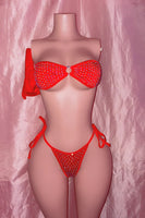Red Bandeau Double Tie Set