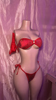 Red Bandeau Double Tie Set