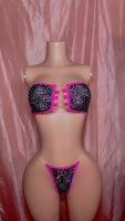 Black & Hot Pink Gucci Tube Top Two Piece