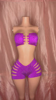 Purple Tube Top Cut Shorts Set