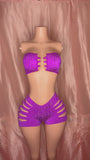 Purple Tube Top Cut Shorts Set