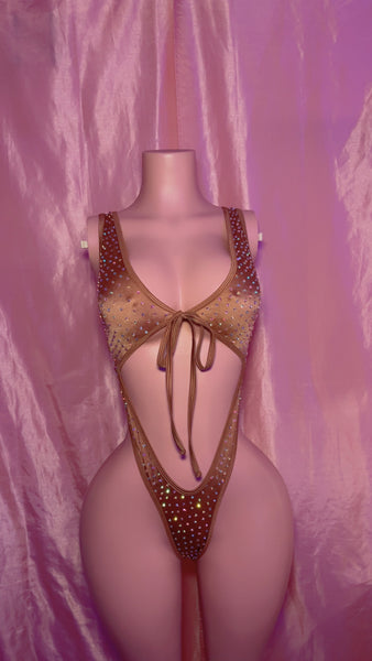 Chocolate Front Tie One Piece