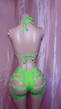 Electric Green Cut Shorts Set