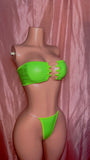 Lime Green “Wet Look” Tube Top Two Piece