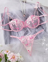 Baby Pink Flower Lingerie Set